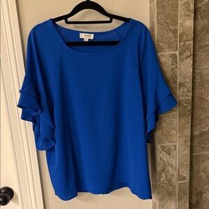 Umgee Royal Blue Ruffle Sleeve Blouse
